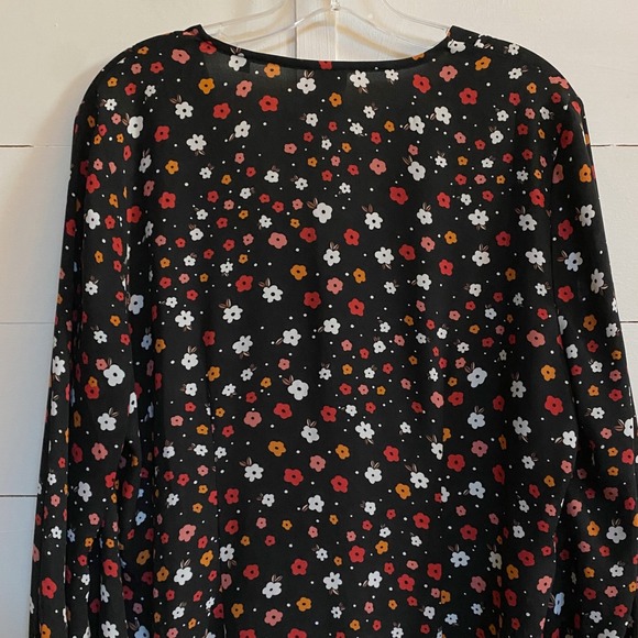 CAbi 3957 Cheerful Button Front Blouse Floral Mixed Stripe - Size L EUC - Picture 13 of 16